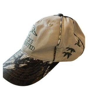 Men DUCKS UNLIMITED Camo Brown Hat Adjustable Ducks Embroidered On Side